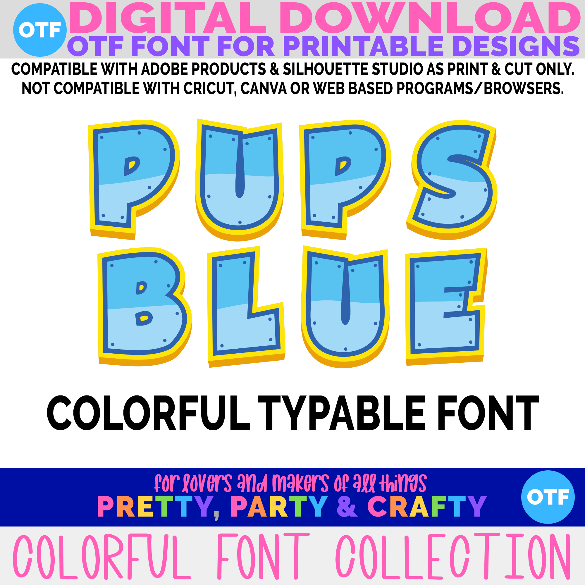 pups blue font – pretty party and crafty