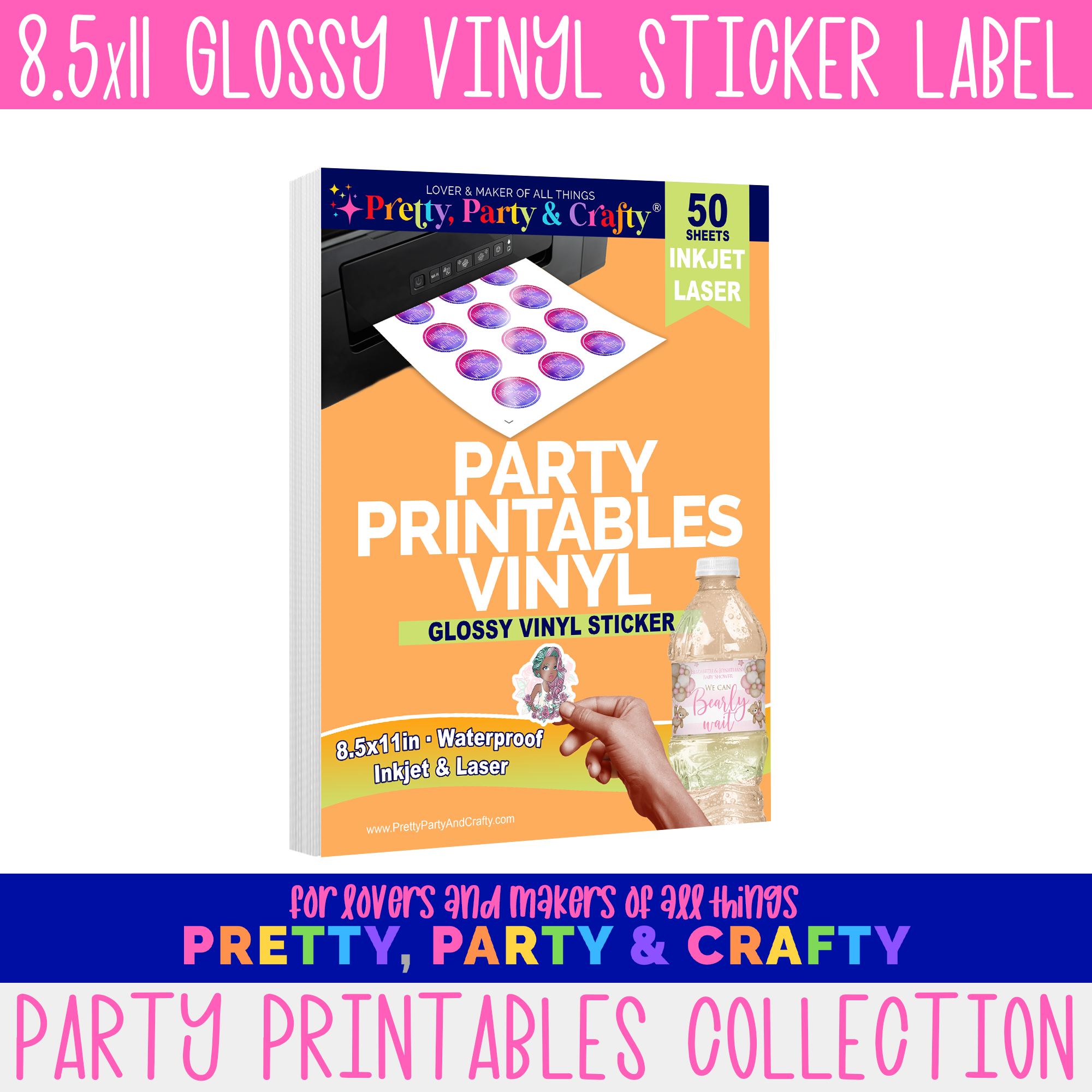 Waterproof Printable Vinyl Sticker Paper for Inkjet Laser Printer 8.5x11  US