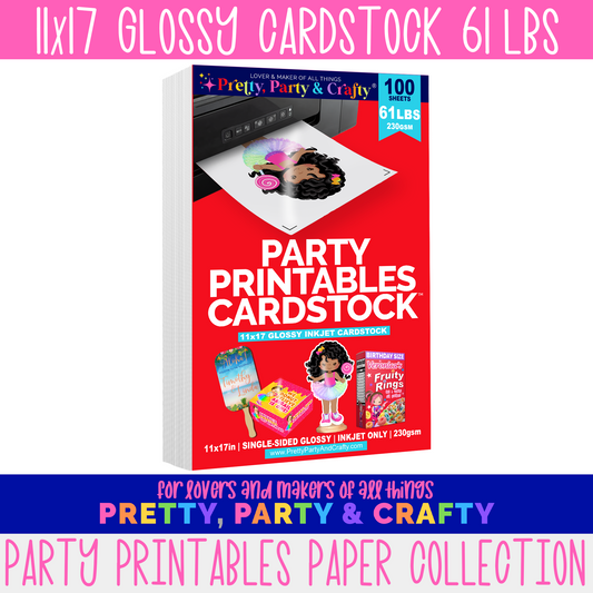 8.5x11 GLOSSY PARTY PRINTABLE VINYL STICKER PAPER – INKJET & LASER