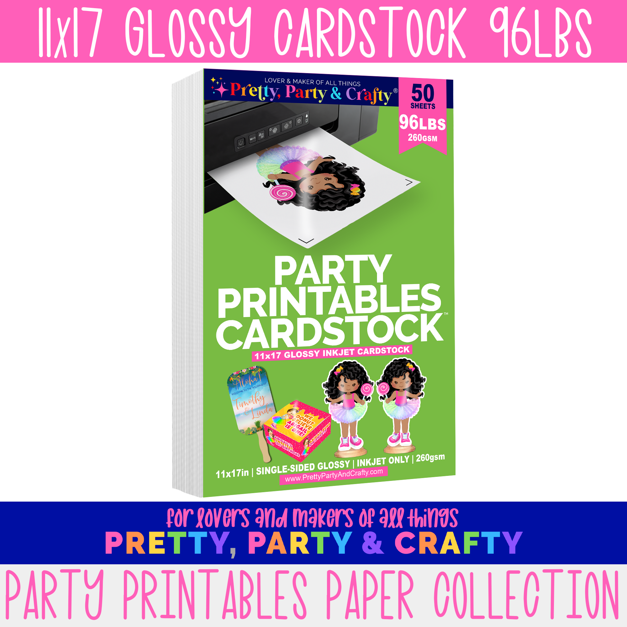 11x17 GLOSSY CARDSTOCK 96lbs INKJET ONLY Pretty Party and Crafty