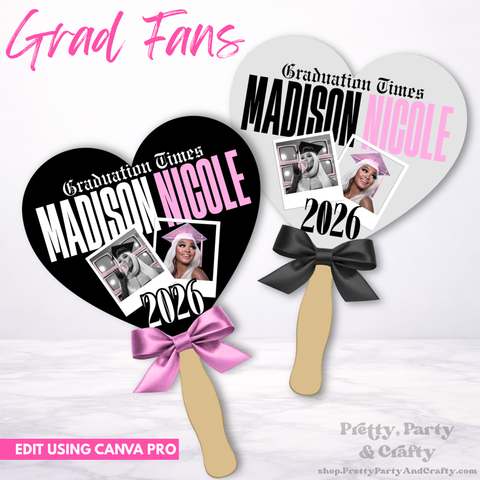 Heart Graduation Hand Fans Printable