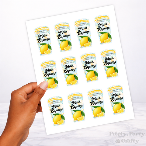 Main Squeeze Bridal Shower Lemonade Juice Label