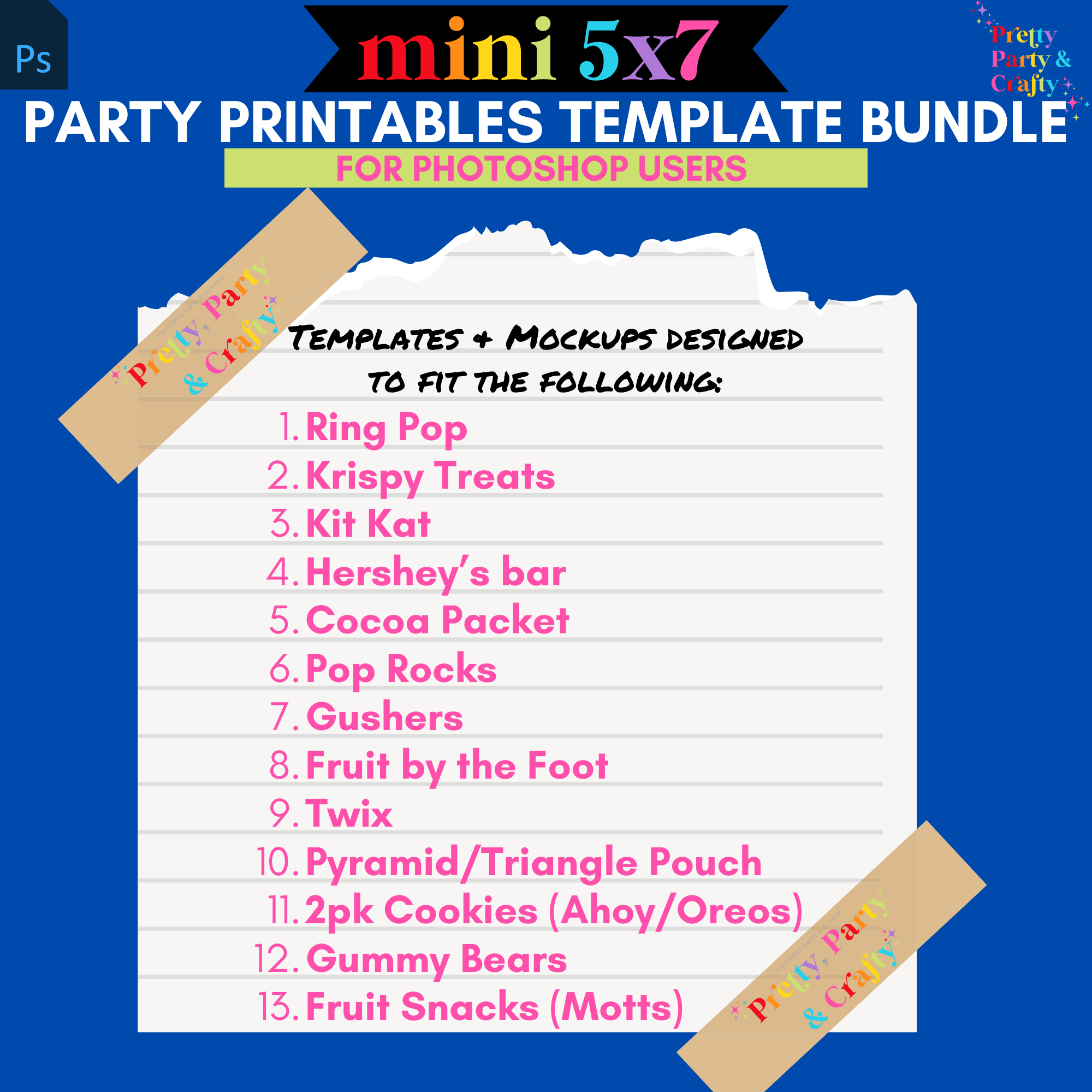 Mini 5x7 Party Favor Template Bundle -PHOTOSHOP