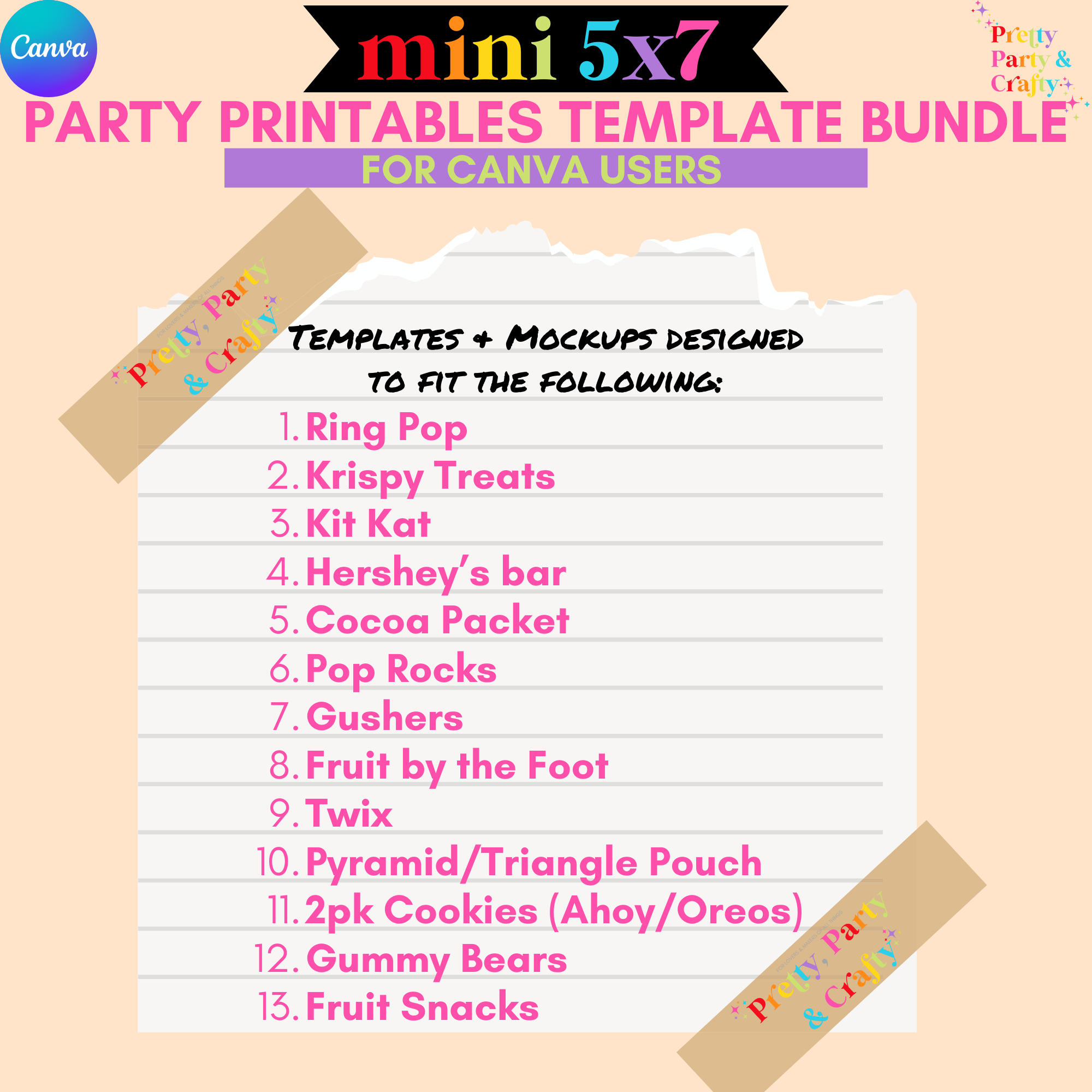 Mini 5x7 Party Favor Template Bundle -CANVA