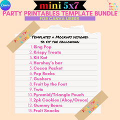 Mini 5x7 Party Favor Template Bundle -CANVA