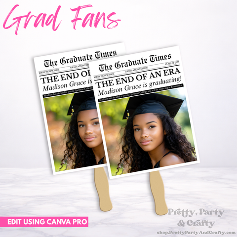 Newspaper Graduation Hand Fans Printable