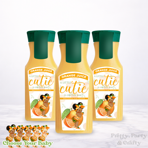 Little Cutie Is On The Way Orange Juice Label