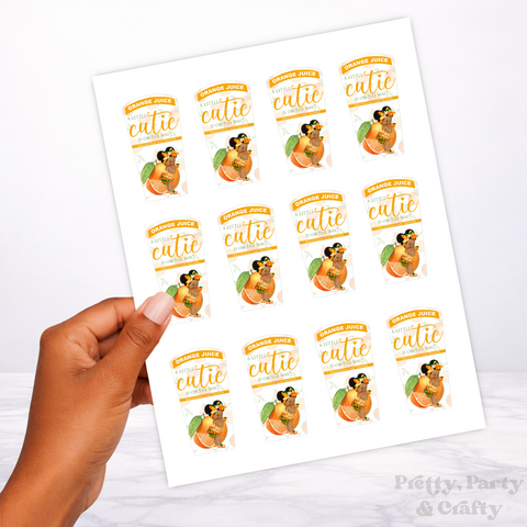Little Cutie Is On The Way Orange Juice Label