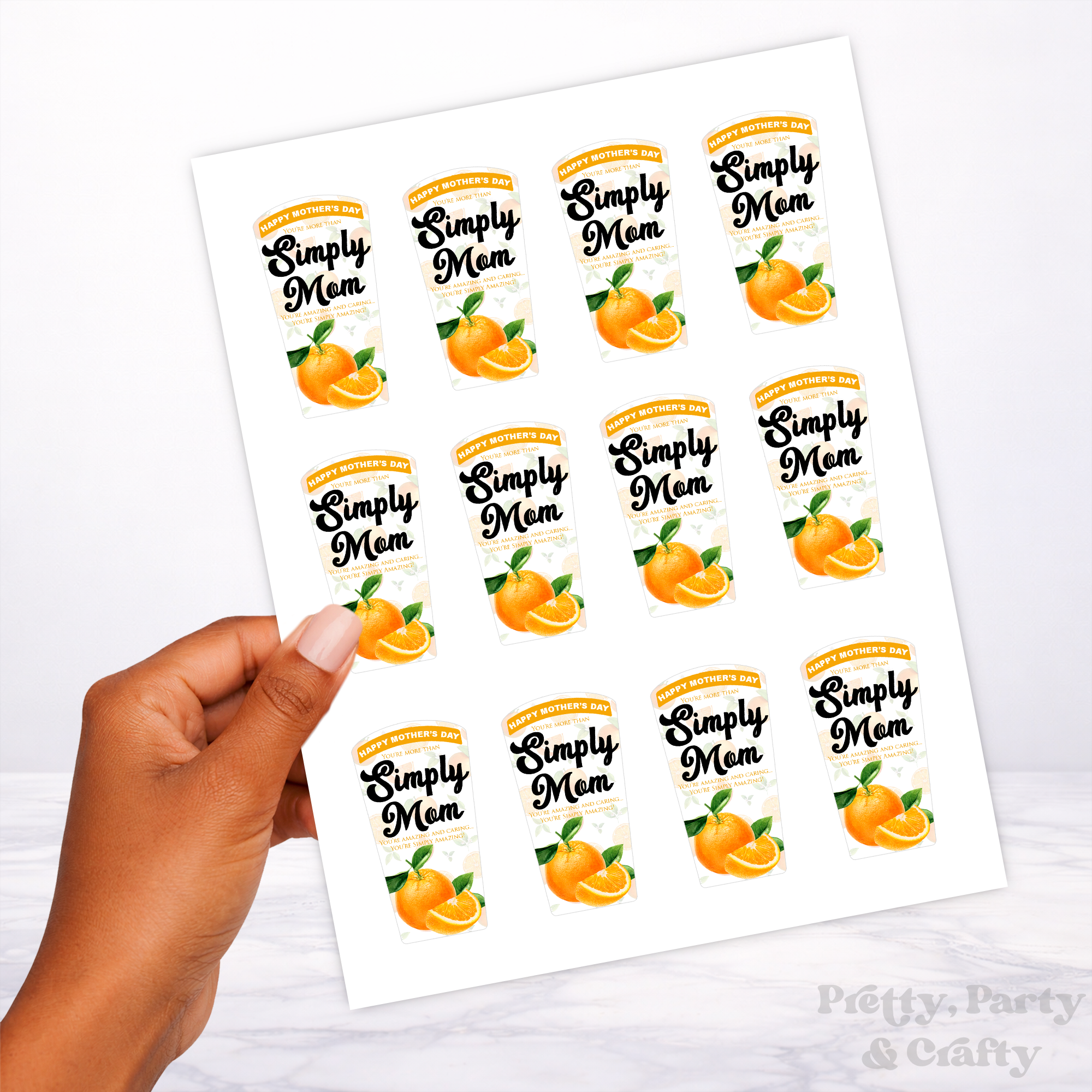 Simply Mom Mother's Day Orange Juice Label