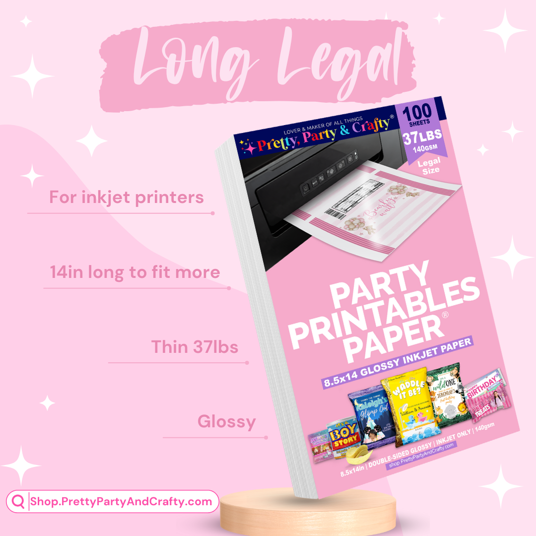 Party Printables Paper 8.5x14 Paper for Chip bags and Party Favors