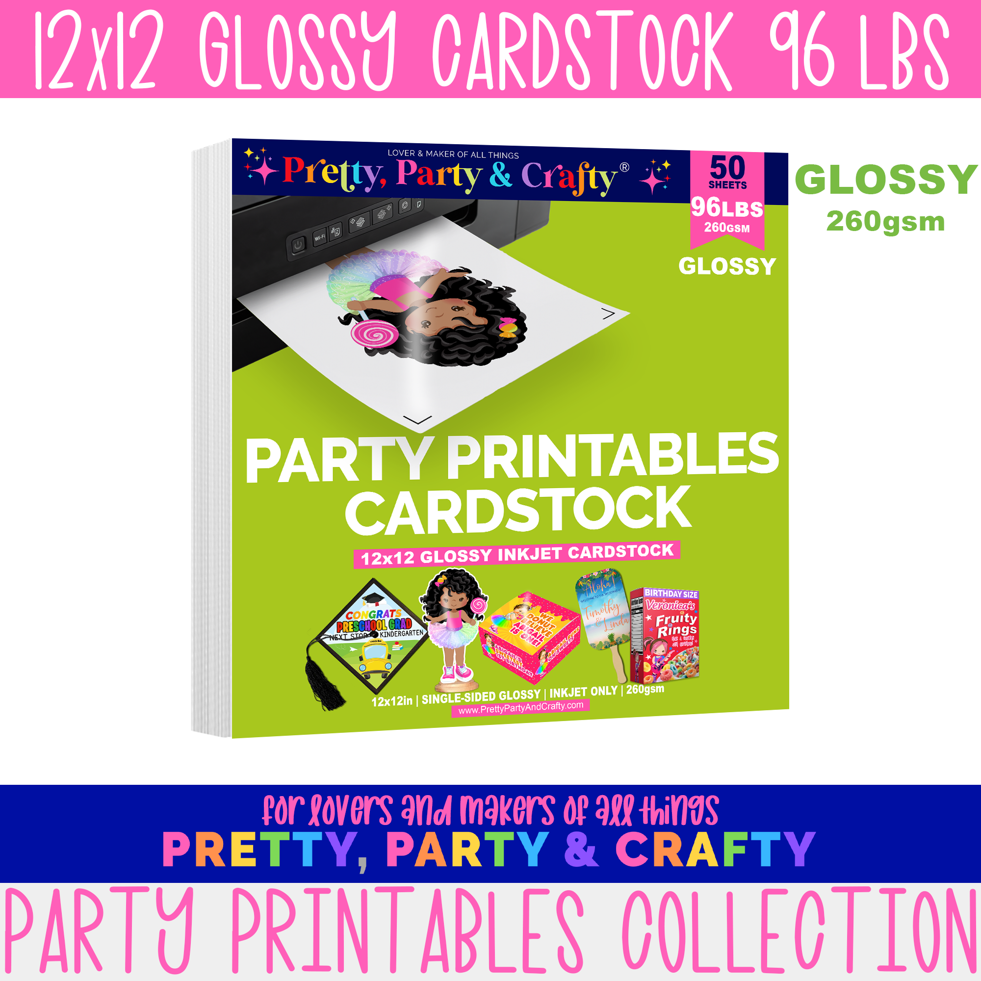 Party Printables Cardstock 12x12 Glossy Cardstock Pretty Party and