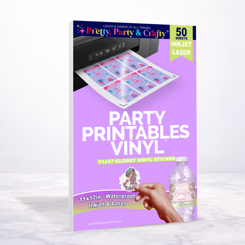 11x17 GLOSSY PARTY PRINTABLES VINYL STICKER PAPER  – INKJET & LASER