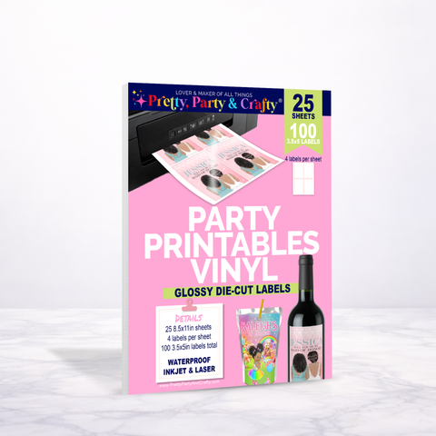 3.5x5 GLOSSY PARTY PRINTABLE VINYL DIE-CUT STICKER LABELS