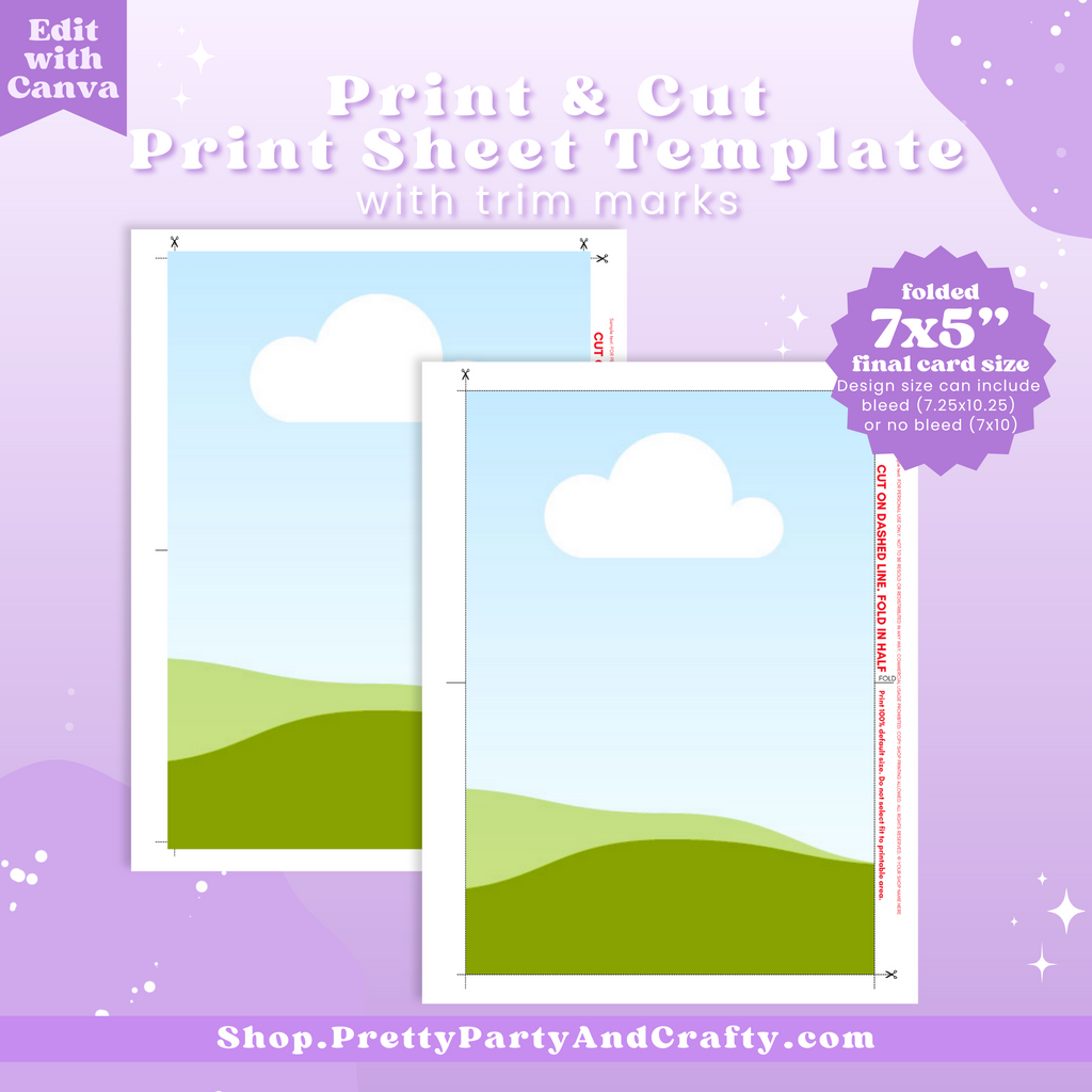 Print and Cut 7x5 horizontal Folded Greeting Card Print Sheet with Tri ...