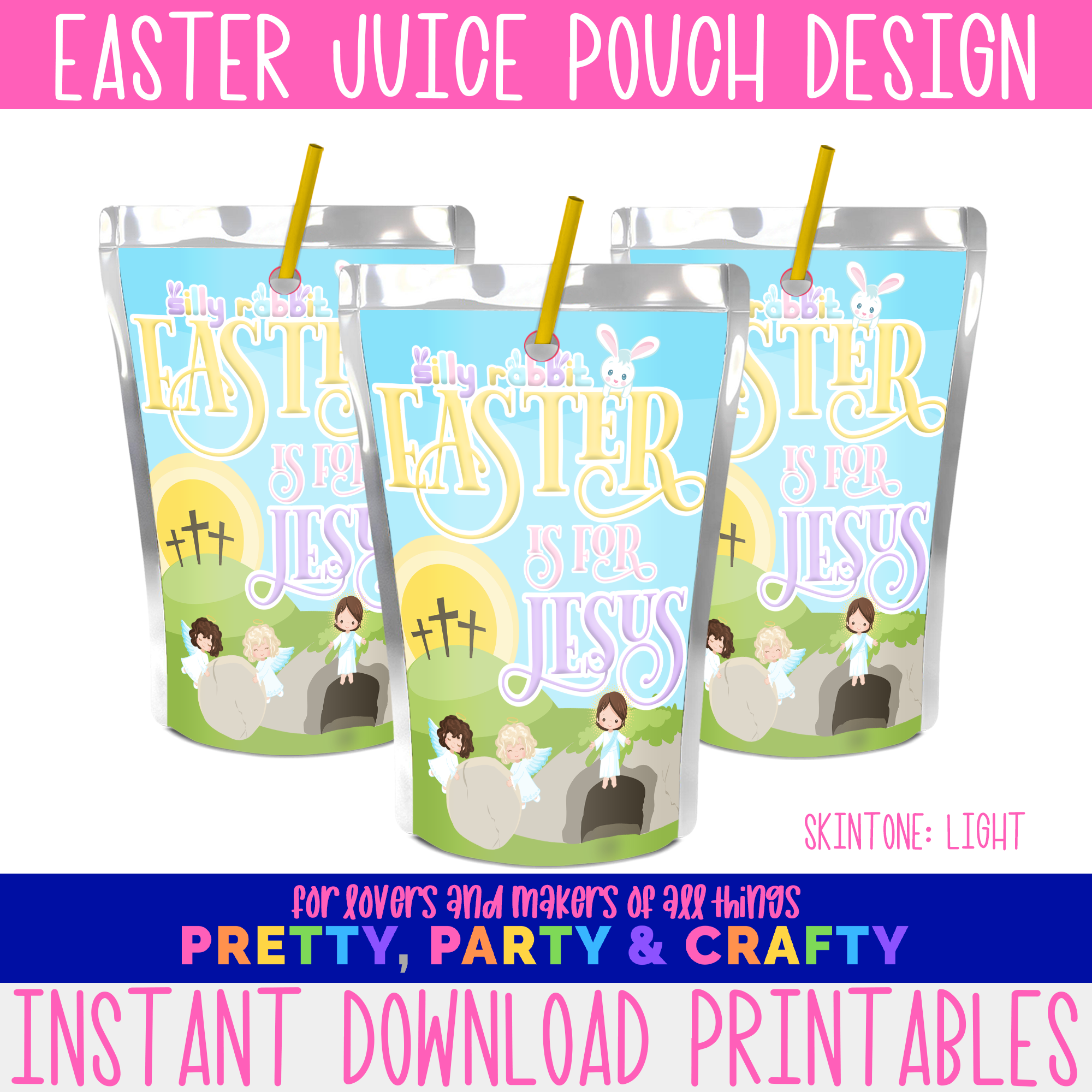 Silly Rabbit Easter Juice Label-INSTANT DOWNLOAD – Pretty Party and Crafty