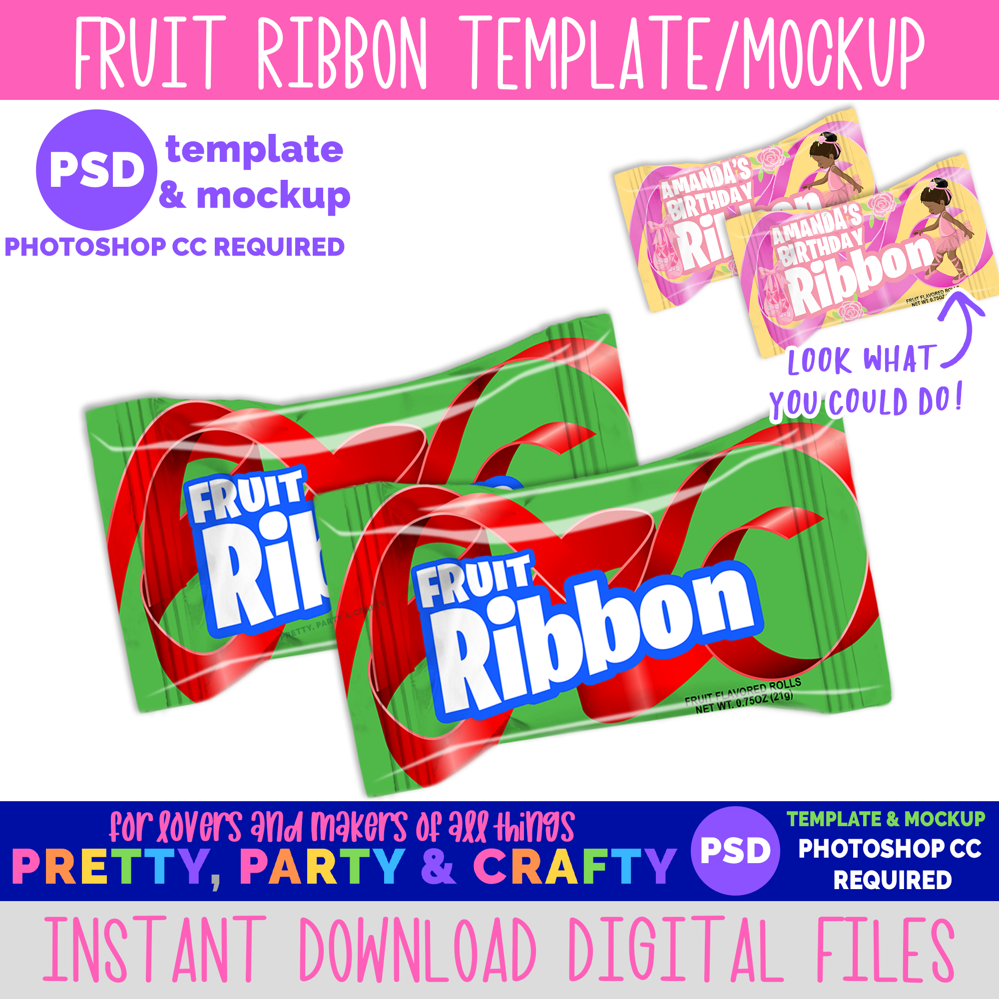 Fruit Ribbon Template and Mockup -PHOTOSHOP – Pretty Party and Crafty