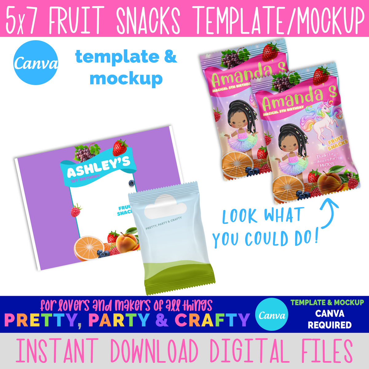 Fruit Snacks Template and Mockup - CANVA – Pretty Party and Crafty