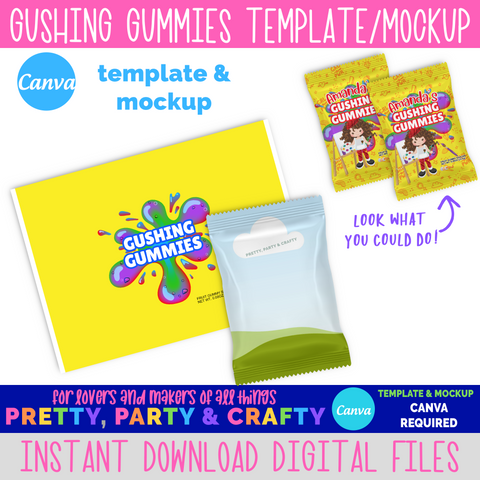 Gushing Gummies Template and Mockup - CANVA