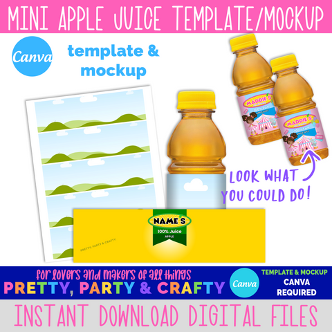 Apple Juice Label Template and Mockup - CANVA