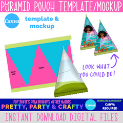 Pyramid Pouch Template and Mockup - CANVA