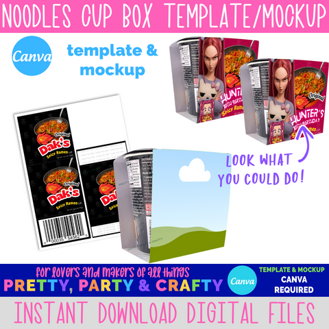 Ramen Noodles Cup Box Template and Mockup for BULDAK - CANVA