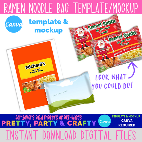 Ramen Noodles Bag Template and Mockup - CANVA