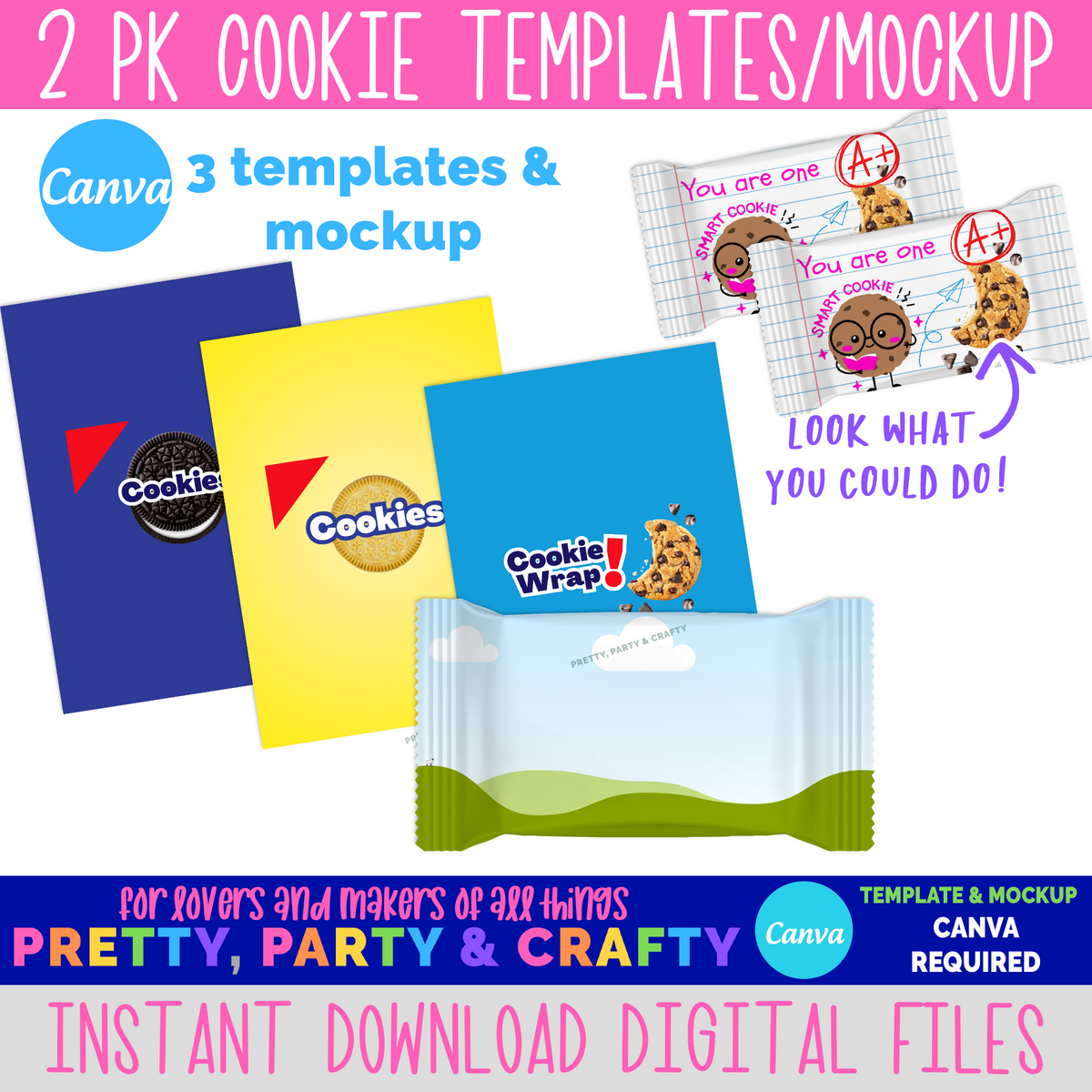 2 Pack Cookie Templates and Mockup - CANVA