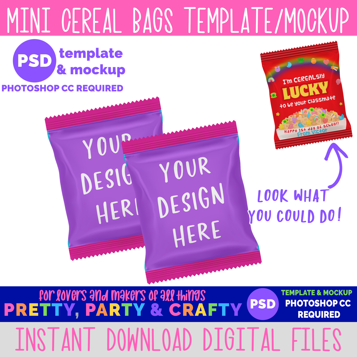 Cereal Bag Template and Mockup -PHOTOSHOP