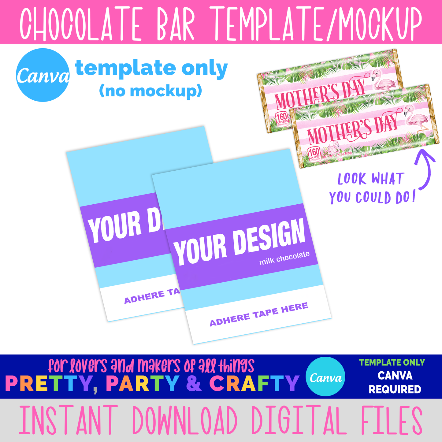 Chocolate Bar Wrapper Exposed Ends Template-CANVA