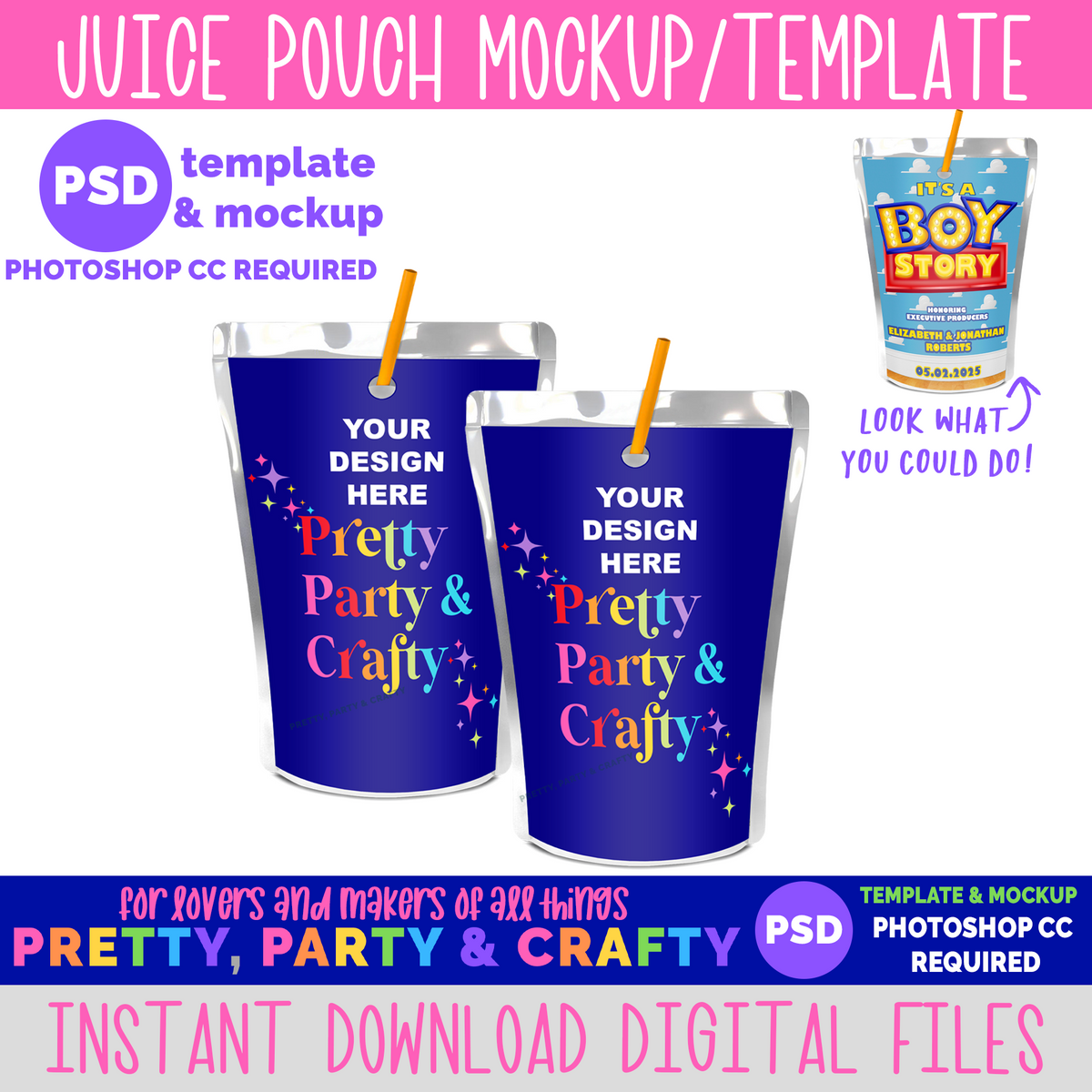 Juice Pouch Template and Mockup -PHOTOSHOP