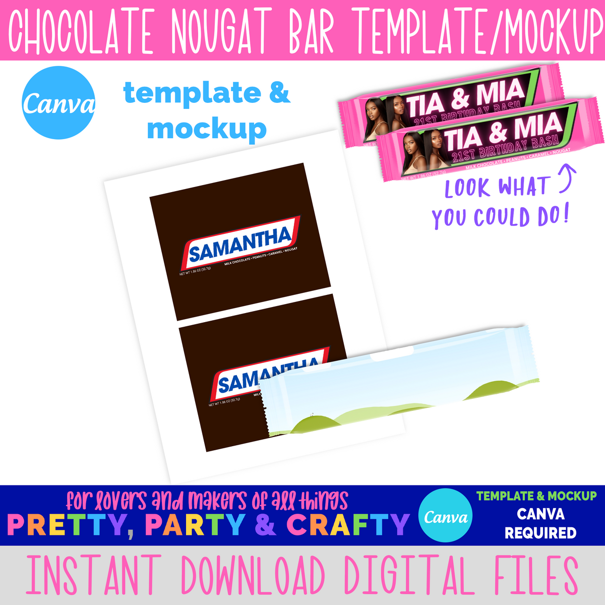 Chocolate Nougat Candy Bar Template and Mockup - CANVA