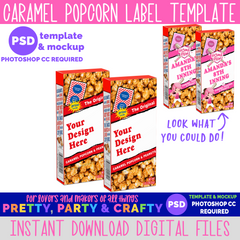 Caramel Popcorn Label Template and Mockup -PHOTOSHOP