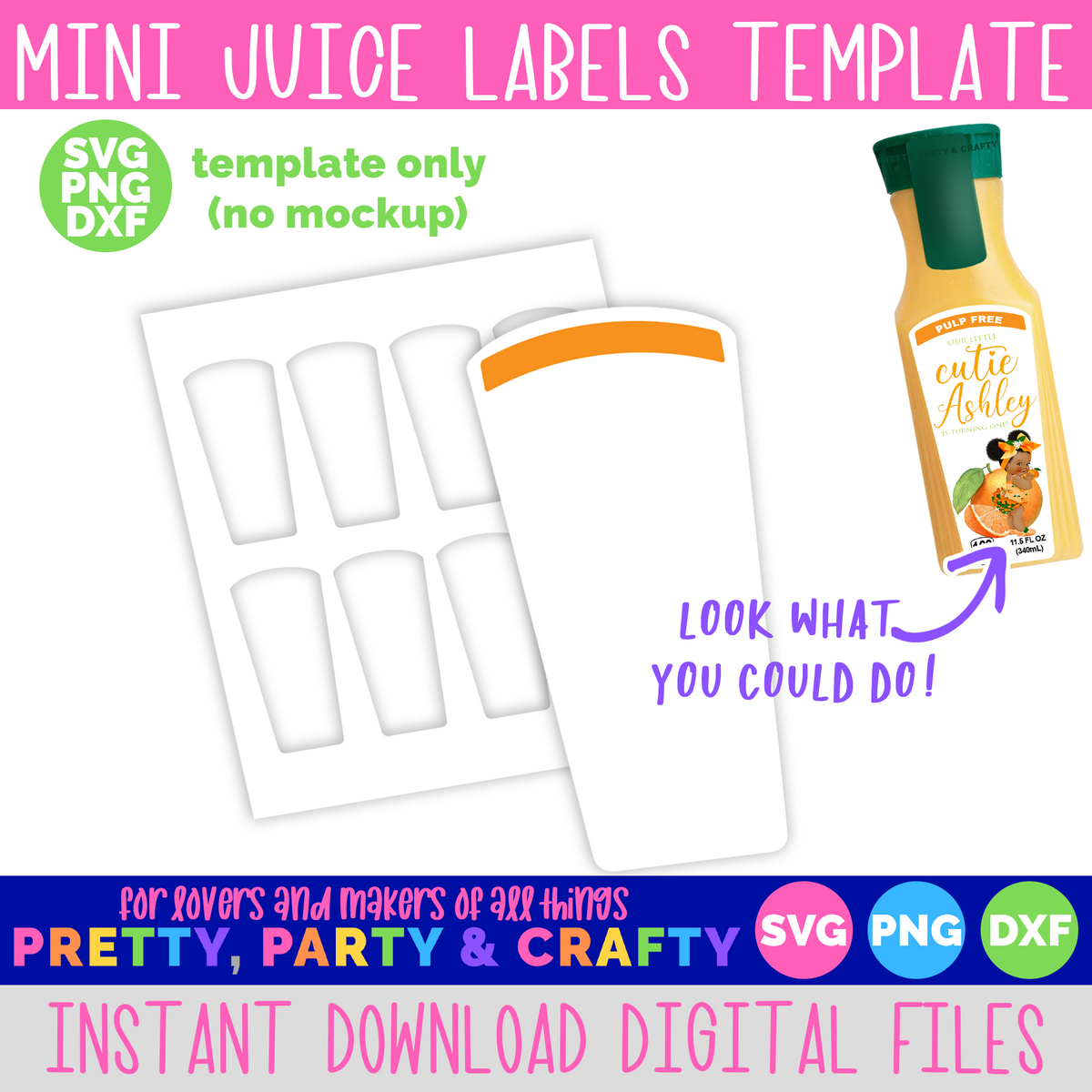 Orange Juice Lemonade Bottle Label SVG, DXF, PNG file