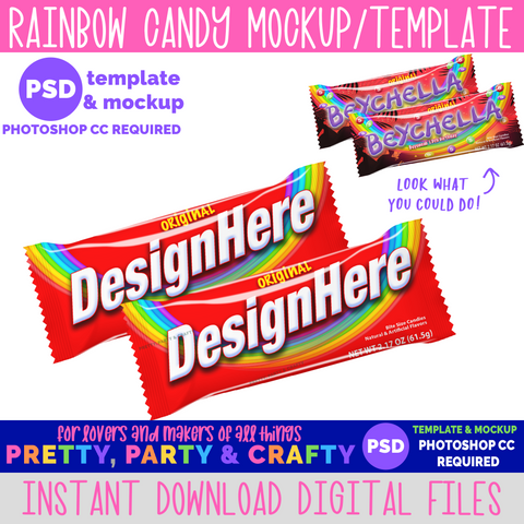 Rainbow Candy Bag Template and Mockup -PHOTOSHOP