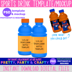 Sports Drink Label Template and Mockup -PHOTOSHOP