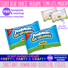 Teddy Bear Cookie Grahams Template and Mockup -PHOTOSHOP