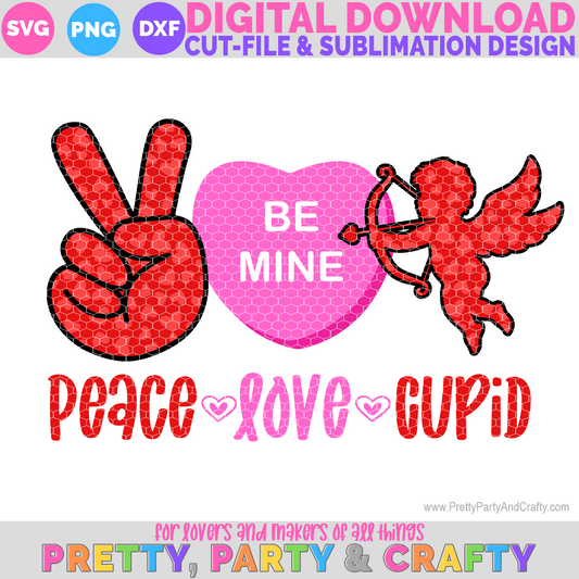 Peace Love and Cupid SVG, DXF, PNG file