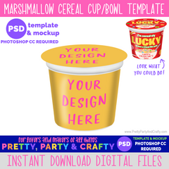Cereal Cup Label Template and Mockup -PHOTOSHOP