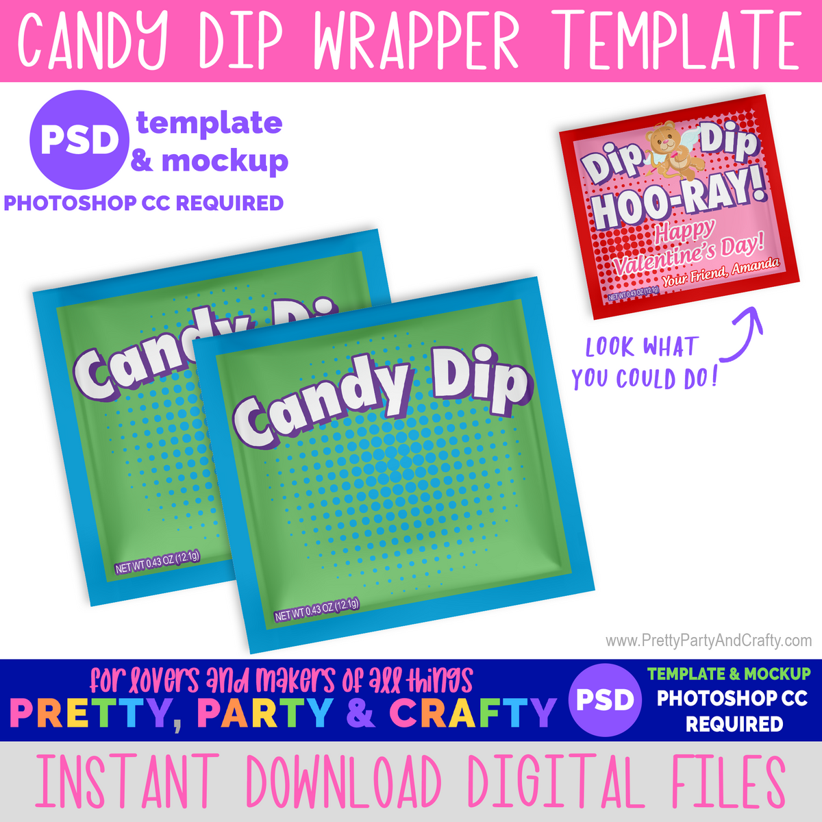 Candy Dip Wrapper Template and Mockup -PHOTOSHOP
