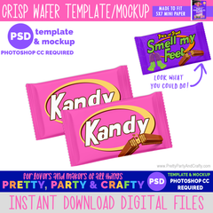 Crisp Wafer Chocolate Candy Wrapper Template and Mockup -PHOTOSHOP