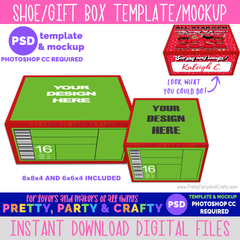 Shoe Box Gift Box Template and Mockup -PHOTOSHOP