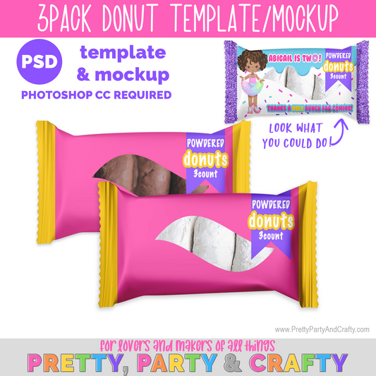 Donut 3pk Template and Mockup -PHOTOSHOP