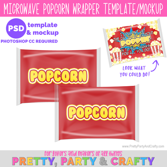 Popcorn Wrapper Template and Mockup -PHOTOSHOP