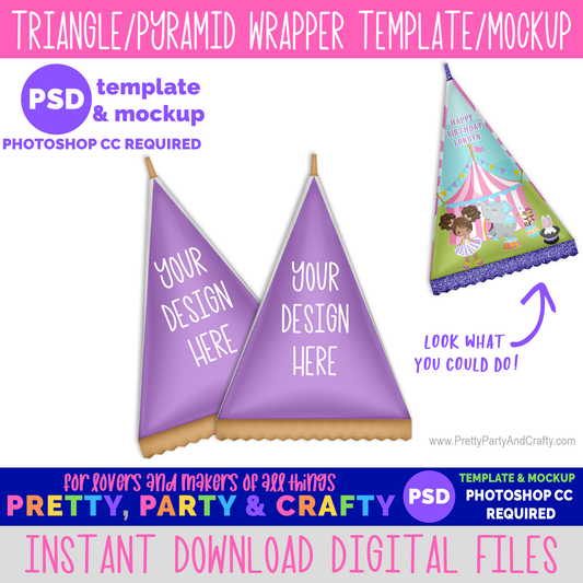 Pyramid Wrapper Template and Mockup -PHOTOSHOP